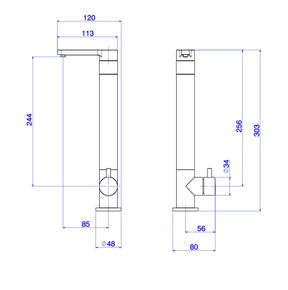 Filtro-de-Agua-Deca-de-Mesa-Single-Cromado---Deca---1162.C---Fundo-Branco-Medida-Imagem-do-Desenho-tecnico-de-engenharia