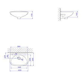 Lavatório Suspenso Izy 395x295mm Creme