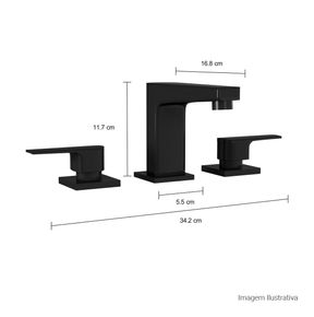 Misturador-Deca-de-Mesa-Bica-Baixa-para-Lavatorio-Dn15-Level-Black-Noir---Deca---1875.BL26.NO---Fundo-Branco-Medida-Foto-com-medidas-Produto-unico-ou-multiplos