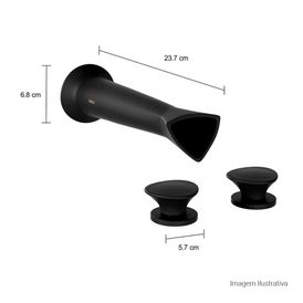 Misturador de Parede para Lavatório Jader Almeida Black Matte