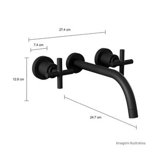 Misturador de Parede para Lavatório Duna Clássica Black Matte