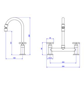 Misturador-Deca-de-Mesa-para-Cozinha-FlexCromado---Deca---1256.C20.CLM---Fundo-Branco-Medida-Imagem-do-Desenho-tecnico-de-engenharia