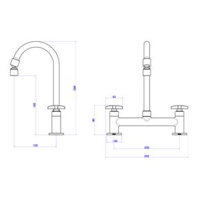 Misturador-Deca-de-Mesa-para-Cozinha-MaxCromado---Deca---1256.C34---Fundo-Branco-Medida-Imagem-do-Desenho-tecnico-de-engenharia