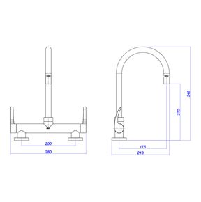 Misturador-Deca-de-Mesa-para-Cozinha-Fast-Cromado---Deca---1256.C59---Fundo-Branco-Medida-Imagem-do-Desenho-tecnico-de-engenharia