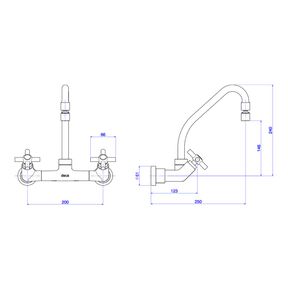 Misturador-Deca-de-Parede-para-Cozinha-Izy-Cromado---Deca---1258.C37---Fundo-Branco-Medida-Imagem-do-Desenho-tecnico-de-engenharia