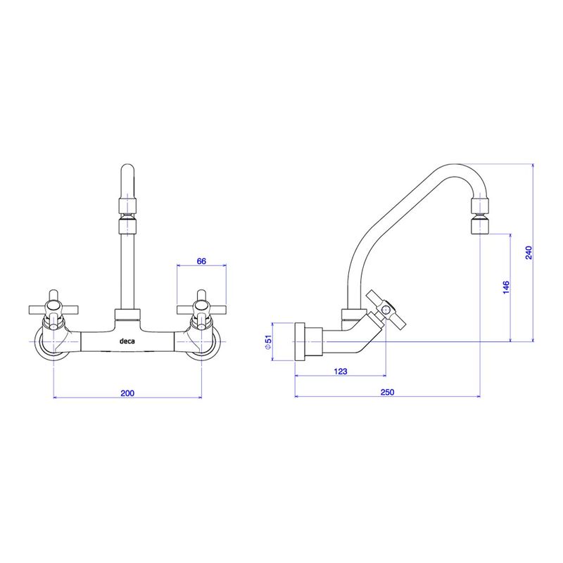 Misturador-Deca-de-Parede-para-Cozinha-Izy-Cromado---Deca---1258.C37---Fundo-Branco-Medida-Imagem-do-Desenho-tecnico-de-engenharia