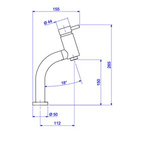 Misturador-Monocomando-Deca-de-Mesa-Bica-Baixa-para-Lavatorio-Link-Cromado---Deca---2875.C.LNK---Fundo-Branco-Medida-Imagem-do-Desenho-tecnico-de-engenharia