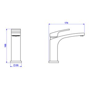 Misturador-Monocomando-Deca-de-Mesa-Bica-Baixa-para-Lavatorio-Acqua-Cromado---Deca---2875.C92---Fundo-Branco-Medida-Imagem-do-Desenho-tecnico-de-engenharia