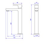 Misturador-Monocomando-Deca-de-Mesa-Bica-Alta-para-Lavatorio-Unic-Corten---Deca---2885.CT90.MT---Fundo-Branco-Medida-Imagem-do-Desenho-tecnico-de-engenharia
