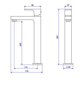 Misturador-Monocomando-Deca-de-Mesa-Bica-Alta-para-Lavatorio-Unic-Corten---Deca---2885.CT90.MT---Fundo-Branco-Medida-Imagem-do-Desenho-tecnico-de-engenharia