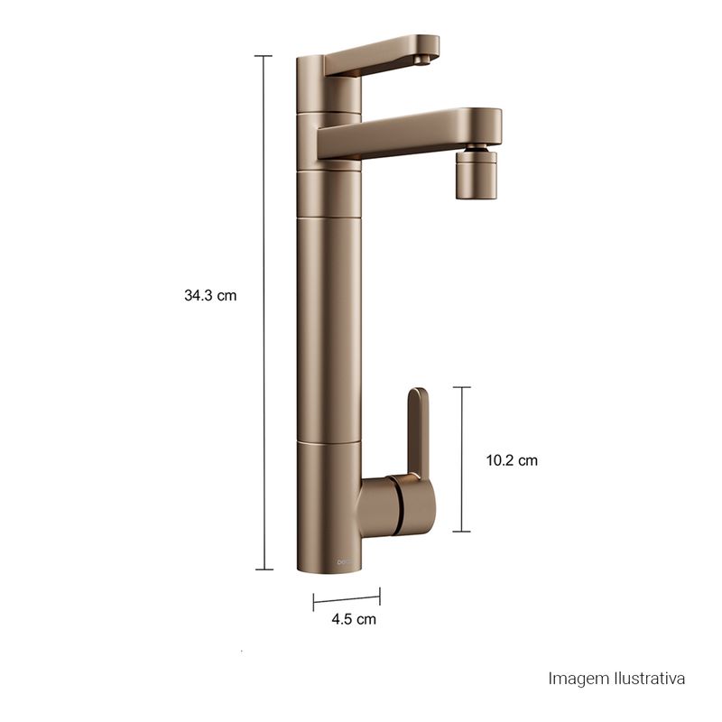 Misturador-Monocomando-Deca-de-Mesa-Bica-Alta-para-Cozinha-com-Filtro-Twin-Click-Corten---Deca---2240.CT.CLICK.MT---Fundo-Branco-Medida-Foto-com-medidas-Produto-unico-ou-multiplos