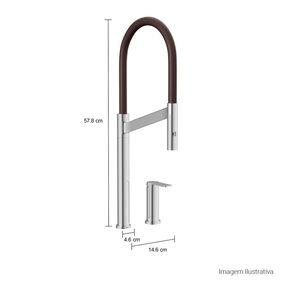 Misturador-Monocomando-Deca-de-Mesa-Bica-Alta-para-Cozinha-Colore-Cromado-e-Marrom---Deca---2289.C.MR---Fundo-Branco-Medida-Foto-com-medidas-Produto-unico-ou-multiplos