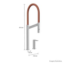 Misturador Monocomando de Mesa para Cozinha Deca Colore Cromado e Terracota