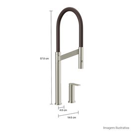 Misturador Monocomando de Mesa para Cozinha Deca Colore Inox e Marrom