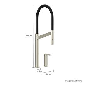 Misturador Monocomando de Mesa para Cozinha Deca Colore Inox e Preto