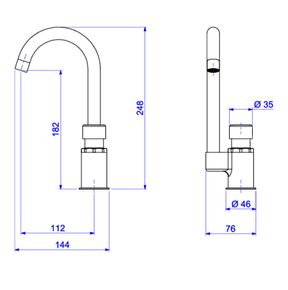 Torneira-Deca-de-Mesa-Bica-Alta-para-Lavatorio-com-Fechamento-Automatico-Decamatic-Eco-Cromado---Deca---1175.C---Fundo-Branco-Medida-Imagem-do-Desenho-tecnico-de-engenharia