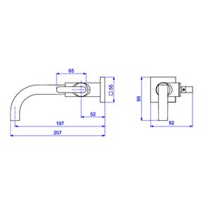 Torneira-Deca-de-Parede-para-Lavatorio-Soul-Black-Noir---Deca---1178.BL38.NO---Fundo-Branco-Medida-Imagem-do-Desenho-tecnico-de-engenharia