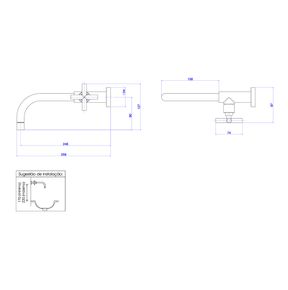 Torneira-Deca-de-Parede-para-Lavatorio-Dn15-20-Duna-Classica-Cromado---Deca---1178.C64---Fundo-Branco-Medida-Imagem-do-Desenho-tecnico-de-engenharia