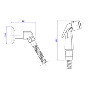 Ducha-Higienica-Deca-sem-Registro-Black-Matte---Deca---1983.BL.ACT.MT---Fundo-Branco-Medida-Imagem-do-Desenho-tecnico-de-engenharia