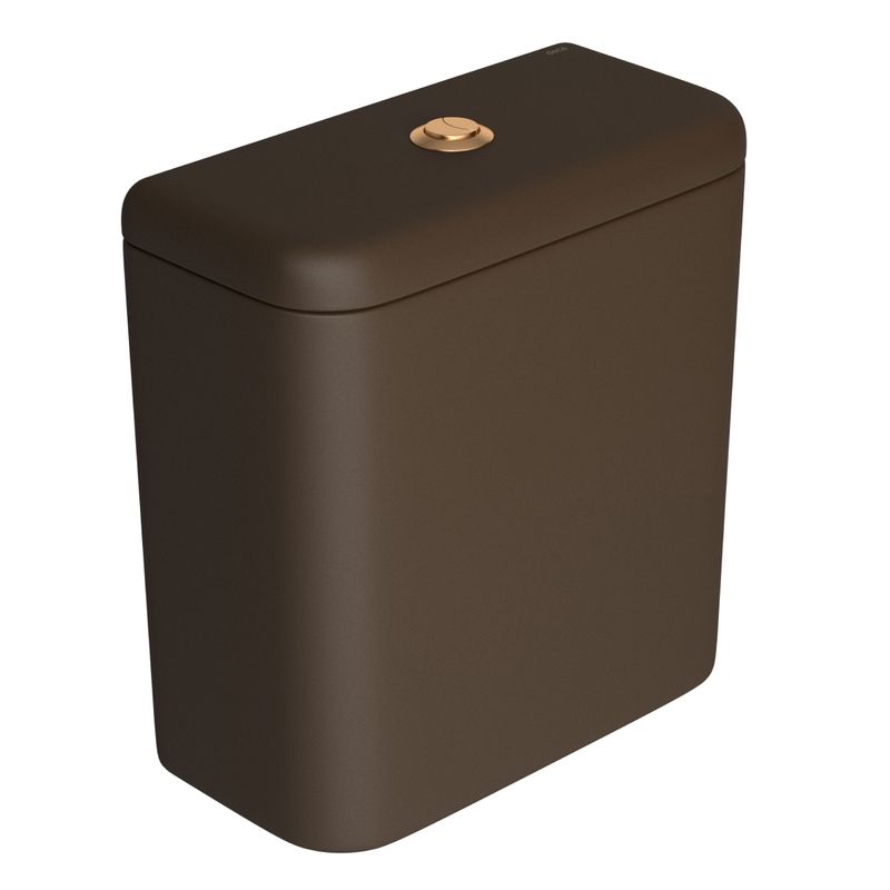 Caixa-Acoplada-Deca-com-Acionamento-Duo-para-Bacias-Carrara-Nuova-Gold-Matte-e-Marrom-Fosco---Deca---CD.11F.GL.MT.22---Fundo-Branco-Produto-Principal-SKU-posicionada-na-diagonal-direita-ou-redondo-e-produto-fechado