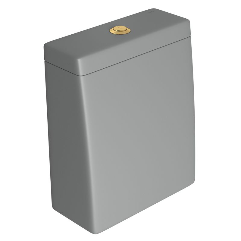 Caixa-Acoplada-Deca-com-Acionamento-Duo-para-Bacias-Lk-Cinza-Fosco-e-Gold---Deca---CD.23F.GL.86---Fundo-Branco-Produto-Principal-SKU-posicionada-na-diagonal-direita-ou-redondo-e-produto-fechado