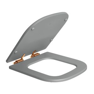 Assento Poliéster Slow Close com Microban para Bacias Quadra / Polo / Unic Cinza Fosco  Red Gold