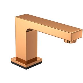 Torneira-Deca-de-Mesa-Bica-Baixa-Touchless-para-Lavatorio-Unic-Red-Gold---Deca---1785.GL90.RD.SNS---Fundo-Branco-Produto-Principal-SKU-posicionada-na-diagonal-direita-ou-redondo-e-produto-fechado