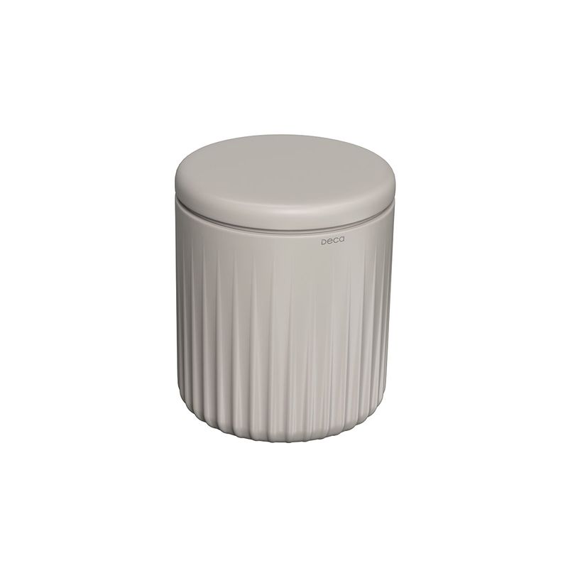 Porta-Algodao-Deca-Redonda-Senses-Amendoa-Fosco---Deca---1001.RED.AMFC---Fundo-Branco-Produto-Principal-SKU-posicionada-na-diagonal-direita-ou-redondo-e-produto-fechado
