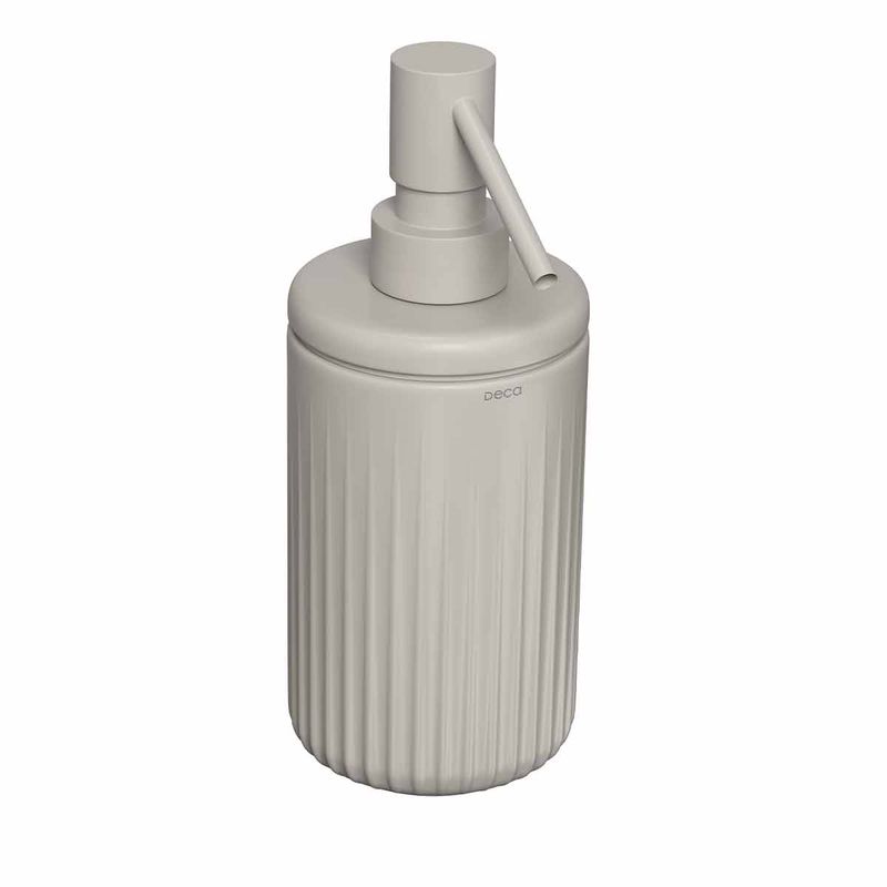 Porta-Sabao-Liquido-Deca-Redonda-Senses-Amendoa-Fosco---Deca---1003.RED.AMFC---Fundo-Branco-Produto-Principal-SKU-posicionada-na-diagonal-direita-ou-redondo-e-produto-fechado