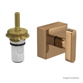 Acabamento-para-Registro-de-Pressao-Deca-1-2--e-3-4--com-Mecanismo-1-2-Volta-Soul-Red-Gold---Deca---4916.GL38.PQ.RD---Fundo-Branco-Produto-com-item-complementar-posicionada-na-diagonal-direita-e-fechado-ou-produto-redondo