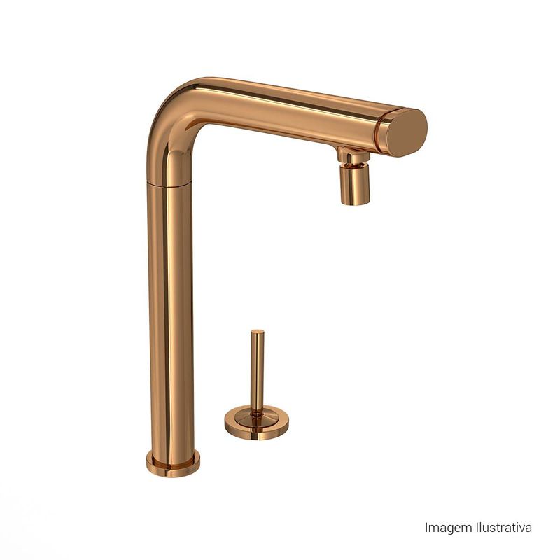 Bica-de-Mesa-Deca-para-Cozinha-Click-You-Red-Gold---Deca---1291.GL99.RD---Fundo-Branco-Produto-com-item-complementar-posicionada-na-diagonal-direita-e-fechado-ou-produto-redondo