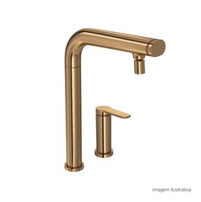 Acionamento-para-Monocomando-Deca-de-Mesa-para-Cozinha-Flat-You-Red-Gold---Deca---4992.GL99.RD.02---Fundo-Branco-Produto-com-item-complementar-posicionada-na-diagonal-direita-e-fechado-ou-produto-redondo