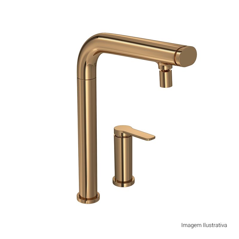 Acionamento-para-Monocomando-Deca-de-Mesa-para-Cozinha-Flat-You-Red-Gold---Deca---4992.GL99.RD.02---Fundo-Branco-Produto-com-item-complementar-posicionada-na-diagonal-direita-e-fechado-ou-produto-redondo