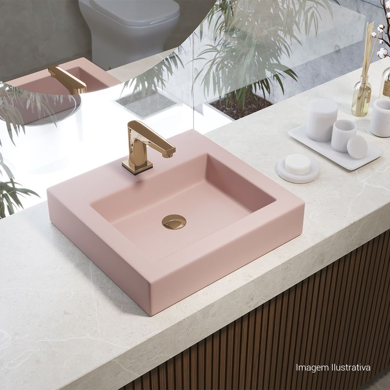 Torneira-Deca-de-Mesa-Bica-Baixa-Touchless-para-Lavatorio-Unic-Red-Gold---Deca---1785.GL90.RD.SNS---Ambientada-Com-Zoom-no-produto-pode-conter-2-ou-mais-produtos-diretamente-relacionados-e-acessorios-de-banheiros.
