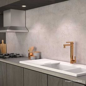 Misturador Monocomando de Mesa com Filtro para Cozinha Twin Red Gold