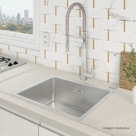 Misturador Monocomando de Mesa com Filtro para Cozinha Twin Colore Cromado e Fendi