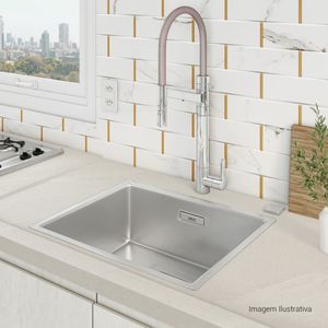 Misturador Monocomando de Mesa com Filtro para Cozinha Twin Colore Cromado e Fendi