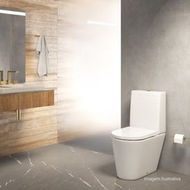 Caixa Acoplada com Acionamento Duo Branco/gold Matte