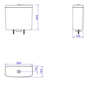 Caixa-Acoplada-Deca-com-Acionamento-Duo-para-Bacias-Clean-Duna-Level-Monte-Carlo-Village-Vogue-Creme---Deca---CD.01F.37---Fundo-Branco-Medida-Imagem-do-Desenho-tecnico-de-engenharia
