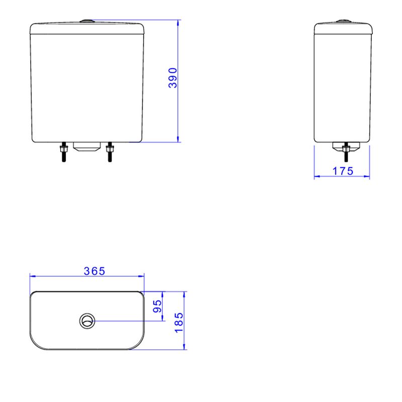 Caixa-Acoplada-Deca-com-Dual-Fluxpara-Bacias-Carrara-Nuova-Soft-Antracite---Deca---CD.11F.85---Fundo-Branco-Medida-Imagem-do-Desenho-tecnico-de-engenharia