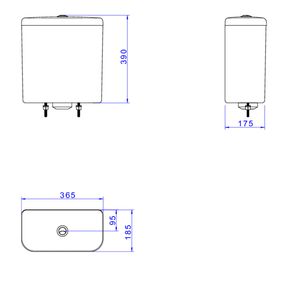 Caixa-Acoplada-Deca-com-Acionamento-Duo-para-Bacias-Carrara-Nuova-Gold-Matte-e-Marrom-Fosco---Deca---CD.11F.GL.MT.22---Fundo-Branco-Medida-Imagem-do-Desenho-tecnico-de-engenharia