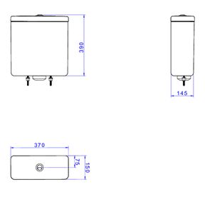 Caixa-Acoplada-Deca-com-Acionamento-Duo-para-Bacias-Axis-Piano-Polo-Quadra-Unic-Marrom-Fosco-e-Cromado---Deca---CD.21F.22---Fundo-Branco-Medida-Imagem-do-Desenho-tecnico-de-engenharia