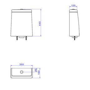 Caixa-Acoplada-Deca-com-Acionamento-Duo-para-Bacias-Lk-Ebano-e-Cromado---Deca---CD.23F.95---Fundo-Branco-Medida-Imagem-do-Desenho-tecnico-de-engenharia