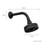 Chuveiro-de-Parede-com-Tubo-Deca-Acqua-Plus-Standart-Black-Matte---Deca---1990.BL.STD.MT---Fundo-Branco-Medida-Foto-com-medidas-Produto-unico-ou-multiplos