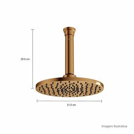 Chuveiro com Tubo de Teto Aquamax Red Gold