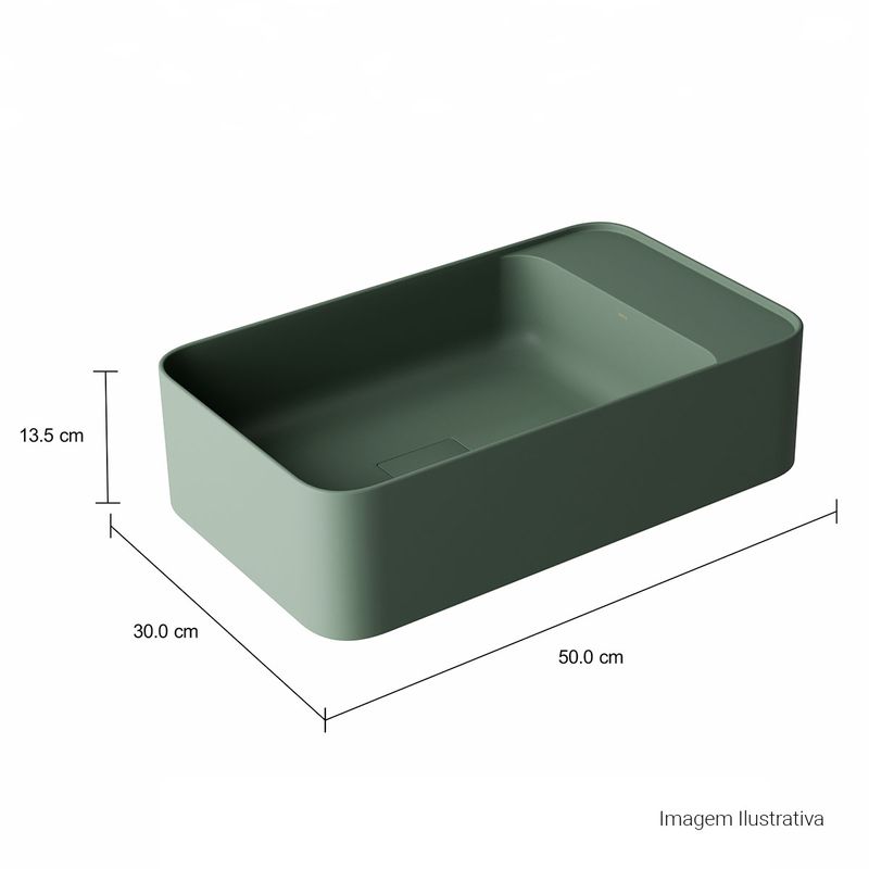 Cuba-Suspensa-Deca-com-Mesa-a-Direita-Retangular-50cm-Slim-Salvia---Deca---L.43050.MD.49---Fundo-Branco-Medida-Foto-com-medidas-Produto-unico-ou-multiplos