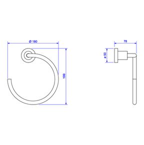 Porta-Toalha-Deca-Argola-Slim-Red-Gold---Deca---2050.GL.SLM.RD---Fundo-Branco-Medida-Imagem-do-Desenho-tecnico-de-engenharia
