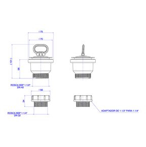 Valvula-de-Escoamento-para-Tanque-sem-Ladrao--1-1-4--e-1-1-2---Deca-Cromado---Deca---1606.C.DUO---Fundo-Branco-Medida-Imagem-do-Desenho-tecnico-de-engenharia