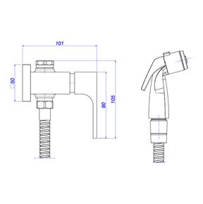 Ducha-Higienica-Deca-com-Registro-e-Derivacao-Unic-Red-Gold---Deca---1984.GL90.ACT.RD---Fundo-Branco-Medida-Imagem-do-Desenho-tecnico-de-engenharia