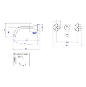Misturador-Deca-de-Parede-para-Lavatorio-Duna-Classica-Red-Gold---Deca---1878.GL64.RD---Fundo-Branco-Medida-Imagem-do-Desenho-tecnico-de-engenharia